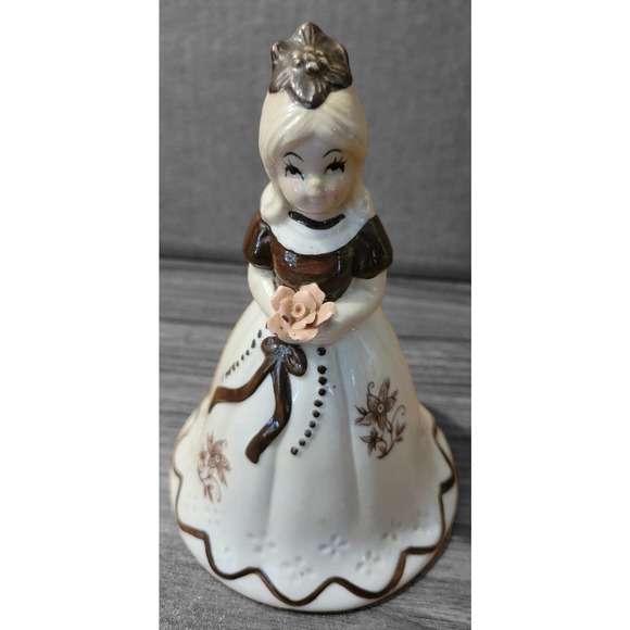 Vintage Girl Figurine Hand Bell - Picture 2 of 8